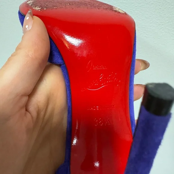 Christian Louboutin Royal Blue Suede Heels - Picture 4 of 8